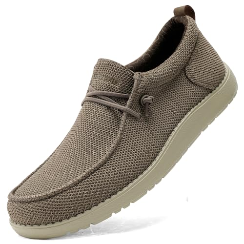 1TAZERO Herren breite bequeme Bootsschuhe - Loafer mit Fußgewölbeunterstützung, Schwarz, 114 Brown, 14 Wide von 1TAZERO