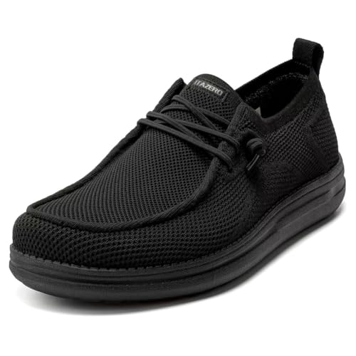 1TAZERO Wide-Shoes für Herren - Toe-Box Walking Schuhe mit Fußgewölbeunterstützung, Bk Black, 14 Wide von 1TAZERO