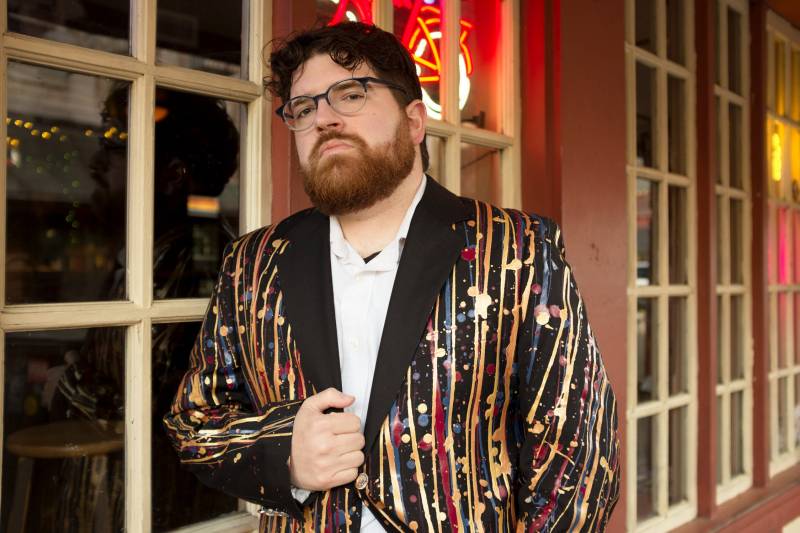 Benutzerdefinierte Jacke Rot Blau Gold Bemalt Jacke, Ein Von Einer Art Party Blazer, Burning Man Festival Anzug Mardi Gras Kostüm Karneval von 1of1blazers