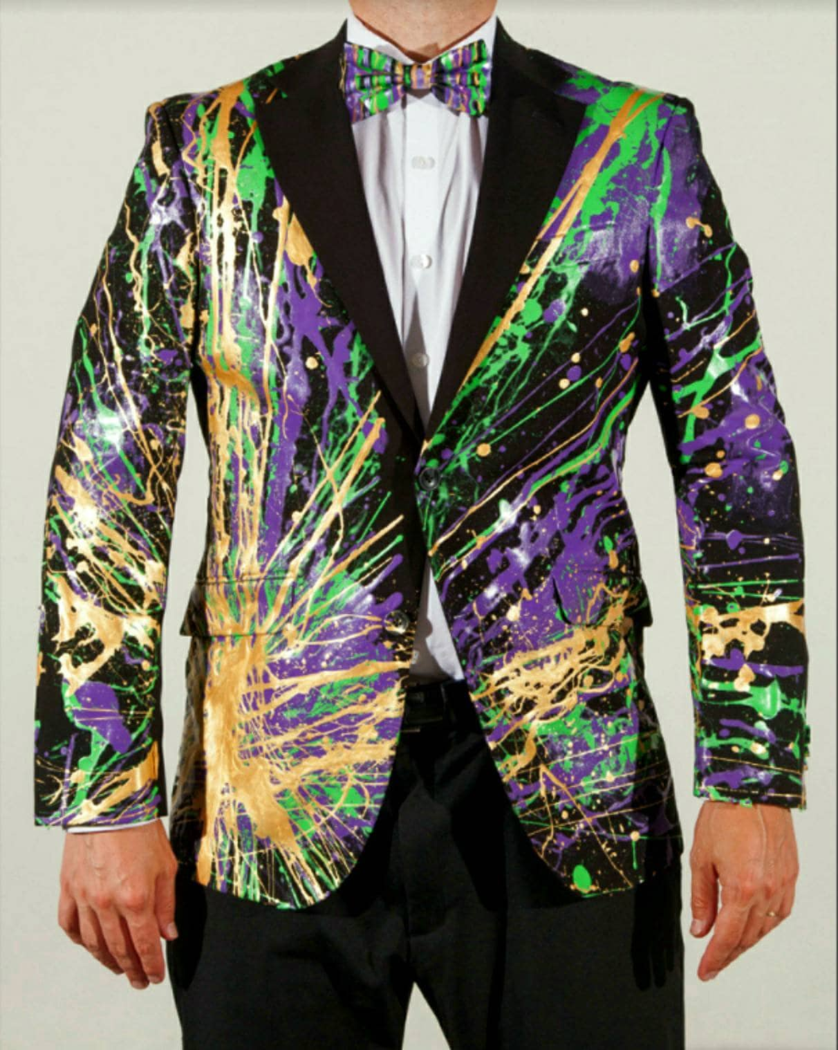 Rainbow Painted Jacke, Blau Gelb Lila Burning Man Blazer Green Festival Anzug Mardi Gras Kostüm Karneval von 1of1blazers