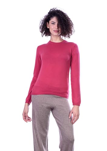 1st American Damen Rundhalsausschnitt Pullover aus 100% reines Kaschmir mit perforierter Verarbeitung Made in Italy - Feinheit 12 von 1st American