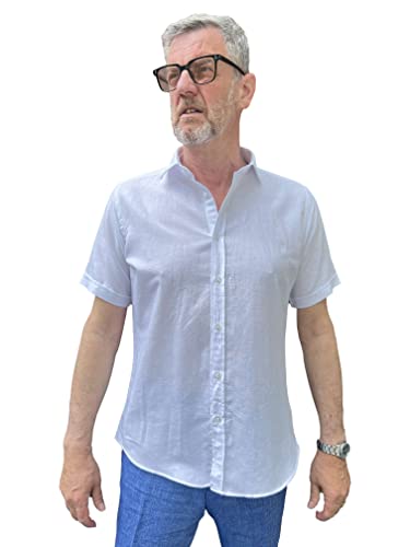 1st American Freizeit Hemd aus 100% Leinen mit Kurzarm Slim Fit - Leinenhemd Kent Kragen Made in Italy von 1st American