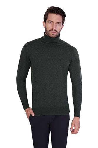 1st American Langärmlicher Rollkragenpullover Für Herren Grun Farbe Aus Seide und Kaschmir - Winterpullover mit Kragen Hohe Größe XL von 1st American