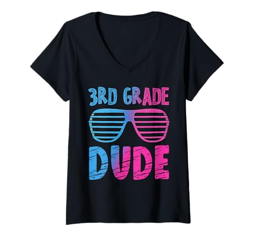 Damen 3rd Grade Dude First Day Back to School Sonnenbrille T-Shirt mit V-Ausschnitt Damen 3rd Grade Dude First Day Back to School Sonnenbrille T-Shirt mit V-Ausschnitt von 1st Day Back To School Dude Sunglasses