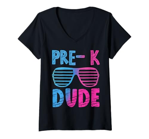 Damen Pre-K Dude First Day Back to School Sonnenbrille T-Shirt mit V-Ausschnitt Damen Pre-K Dude First Day Back to School Sonnenbrille T-Shirt mit V-Ausschnitt von 1st Day Back To School Dude Sunglasses