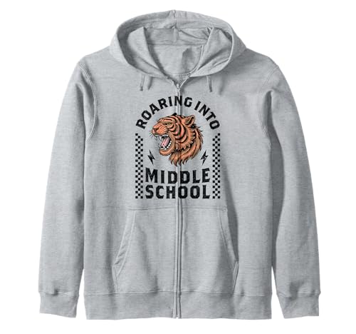 Roaring Into Middle School Tiger 8. 7. 6. Klasse Junge Mädchen Kapuzenjacke Roaring Into Middle School Tiger 8. 7. 6. Klasse Junge Mädchen Kapuzenjacke von 1st Day of Middle School Kids 5th Grade Graduation