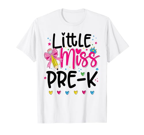 Little Miss Pre-K Crew Vorschule Squad Back to School Girls T-Shirt von 1st First Day Teacher Students Daughter Niece Kids