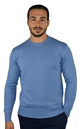 1stAmerican Langärmlicher Pullover Mit Rundhalsausschnitt Für Herren Hellblau Farbe Aus Seide Und Kaschmir - Feinheit Winter Pullover 14 Größe M von 1stAmerican