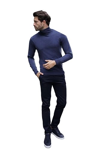 1st American Langärmlicher Rollkragenpullover Für Herren Jeans Farbe Aus Seide und Kaschmir - Winterpullover mit Kragen Hohe Größe XL von 1st American