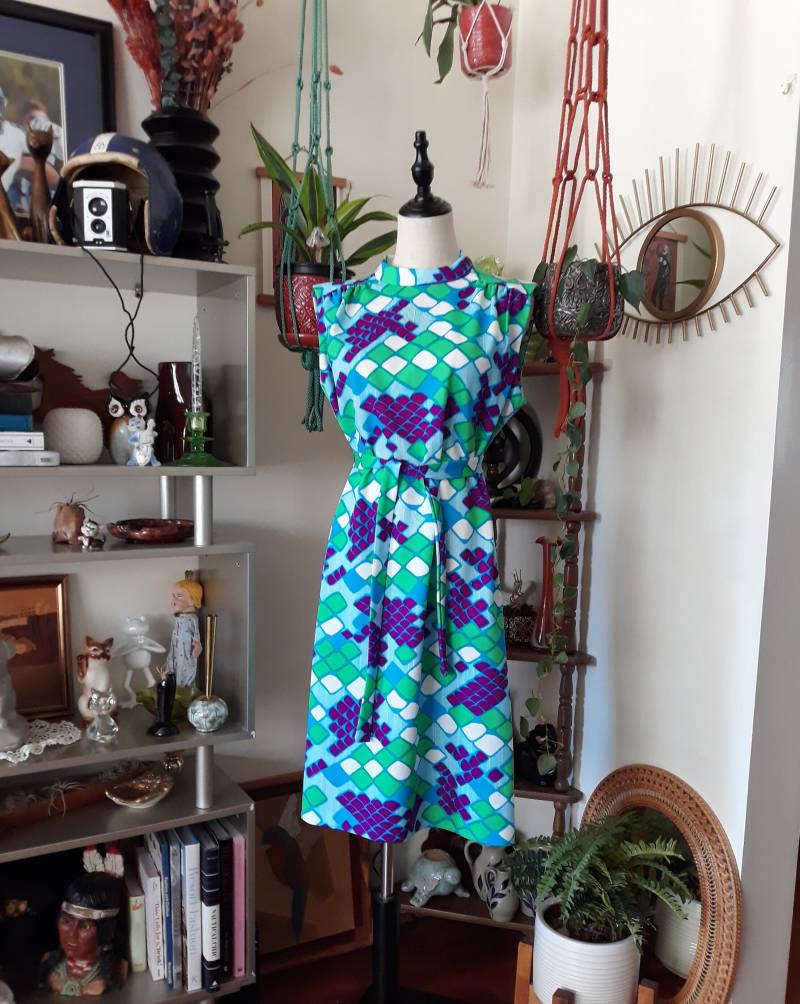 Vintage Kleid Bedrucktes Bold Print 60Er 70Er Shift Style Mode Mod von 1stStateStyleResale
