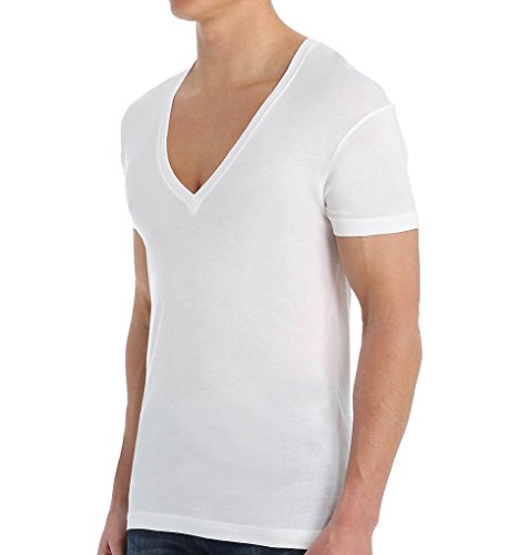 2(X)IST)ist Pima Cotton Slim Fit tiefer V-Ausschnitt T-Shirt Unterwäsche, Weiß, X-Groß von 2(x)ist