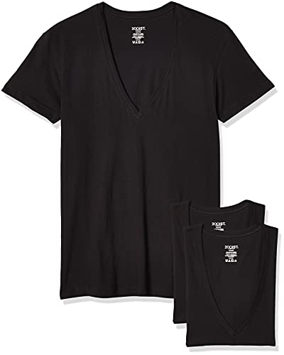 2(X)IST Herren Baumwolle Slim Fit Tiefer V-Ausschnitt T-Shirt Multipack, New Black, Klein von 2(x)ist