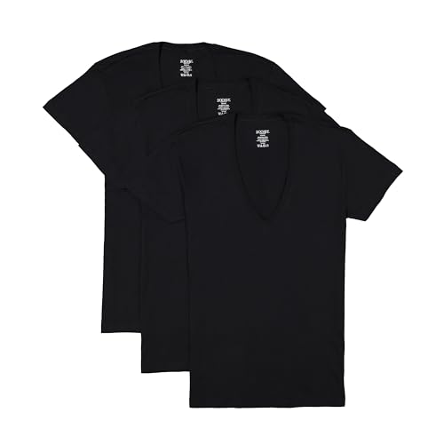 2(X)IST)ist)IST Herren Baumwolle Slim Fit Tiefer V-Ausschnitt T-Shirt Multipack, New Black, Klein von 2(x)ist