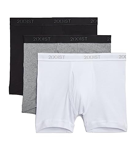 2(x)ist)IST Herren-Boxershorts, Baumwolle, 3er-Pack, Weiß/Schwarz/Heather Grey, Large von 2(x)ist