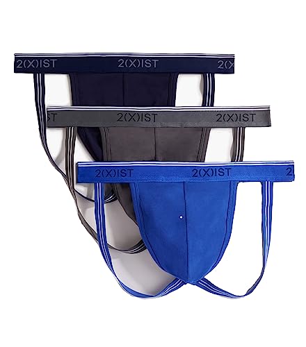 2(X)IST Herren Jock Strap Baumwolle Stretch 3er Pack, Eclipse/Leine/Blei, Blau, Small von 2(x)ist