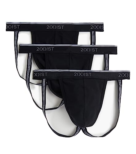 2(x)ist)IST Herren Jock Strap Baumwolle Stretch 3er Pack, Schwarz/Schwarz/Schwarz, Small von 2(x)ist