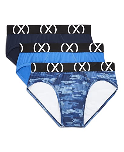 2(X)IST Micro Sport Herren Unterwäsche No Show Briefs 3er Pack, Varsity Navy / Power Blue / Blue Tech Camo, Large von 2(x)ist