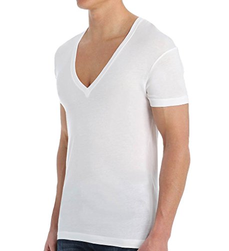 2(x)ist)IST)ist Pima Cotton Slim Fit tiefer V-Ausschnitt T-Shirt Unterwäsche, Weiß, Groß von 2(x)ist