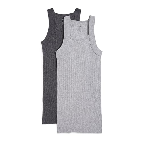 2(x)ist)IST Essential Herren Tanktop, Baumwolle, quadratisch geschnitten, 2er-Pack, Anthrazit/Grau Heather, Mittel von 2(x)ist