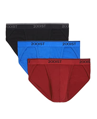 2(X)IST)ist)IST Herren Baumwoll-Stretch Sport Slip 3er Pack, Scotts Rot/Skydiver/Schwarz, Small von 2(x)ist