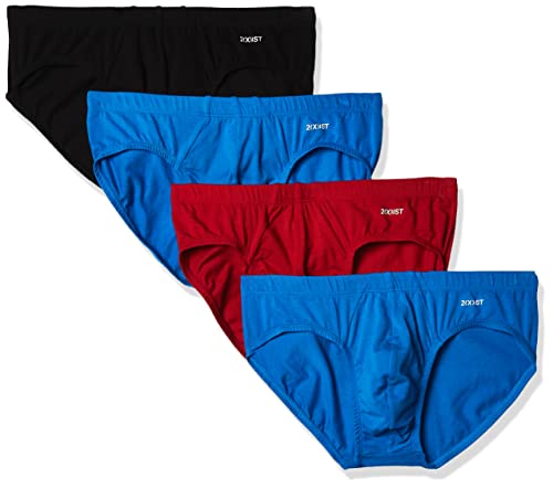 2(x)ist)IST Herren-Bikini-Slip, Baumwolle, Stretch, 4er-Pack, Skydiver/Schwarz/Scotts Red, Medium von 2(x)ist