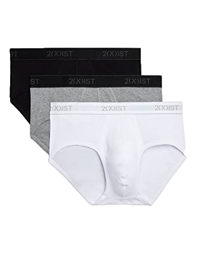 2(x)ist)IST Herren Essential Cotton Contour Pouch Brief 3er-Pack, Weiß/Schwarz/Grau Heather, X-Large von 2(x)ist