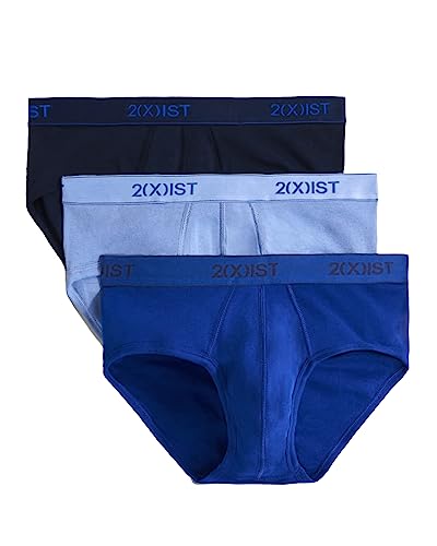 2(X)IST)ist)IST Herren Essential Cotton Contour Pouch Slip 3er Pack, Marineblau/Cobalt/Porzellan, Large von 2(x)ist