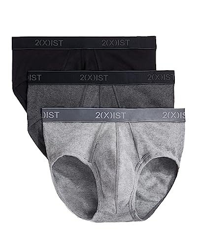 2(x)ist)IST Herren Essential Cotton Contour Pouch Slip 3er Pack, Schwarz/Grau/Anthrazit Heather, Large von 2(x)ist