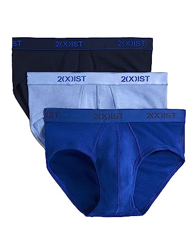 2(x)ist)IST Herren Essential Cotton No Show Slip 3er-Pack, Marineblau/Kobaltblau/Porzellan, Medium von 2(x)ist