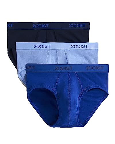 2(X)IST)ist)IST Herren Essential Cotton No Show Slip 3er-Pack, Marineblau/Kobaltblau/Porzellan, X-Large von 2(x)ist