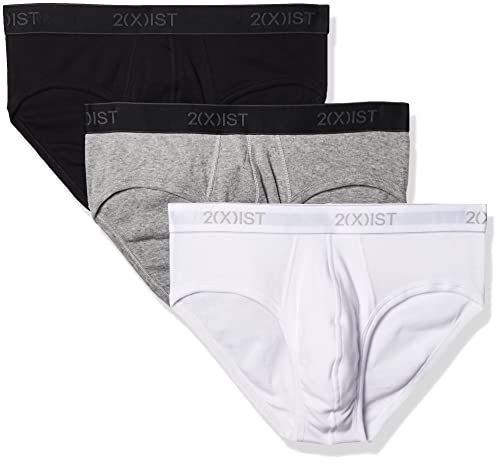 2(x)ist)IST Herren Essential Cotton No Show Slip 3er-Pack, Weiß/Schwarz/Grau Heather, Medium von 2(x)ist