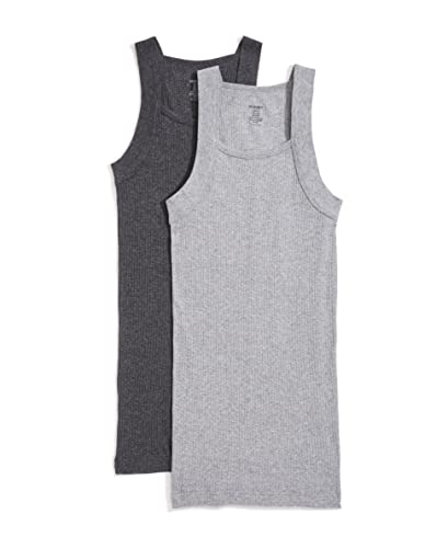 2(x)ist)IST Essential Herren Tanktop, Baumwolle, quadratisch geschnitten, 2er-Pack, Anthrazit/Grau Heather, Mittel von 2(x)ist