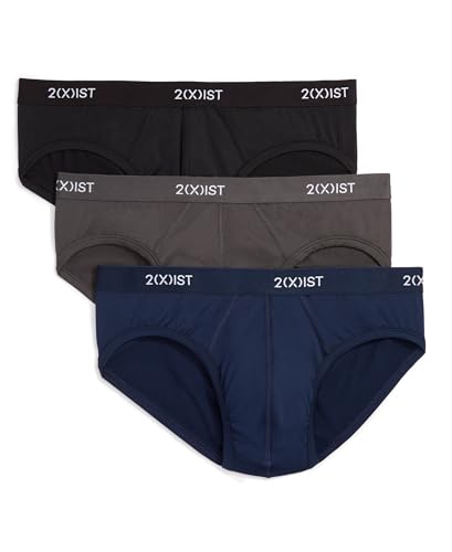 2(X)IST)ist)IST Herren Micro Speed Dri No Show Slip 3er-Pack, Black/Charocal/Varsity, Small von 2(x)ist