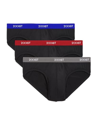 2(x)ist)IST Herren Micro Speed Dri No Show Slip 3er-Pack, Lapis/Scotts Red/Sharkskin, Large von 2(x)ist