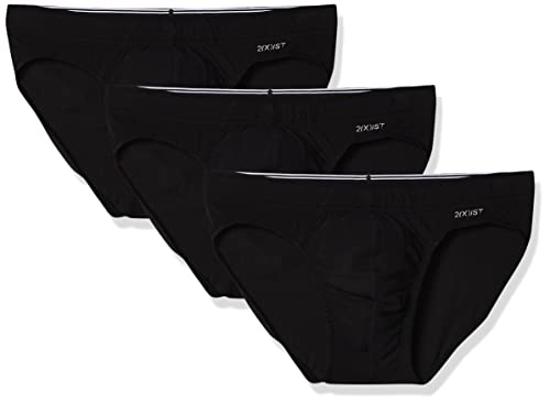 2(x)ist)IST Men's Cotton Stretch No Show Brief 3-Pack, Sliq Deep Black, X-Large von 2(x)ist