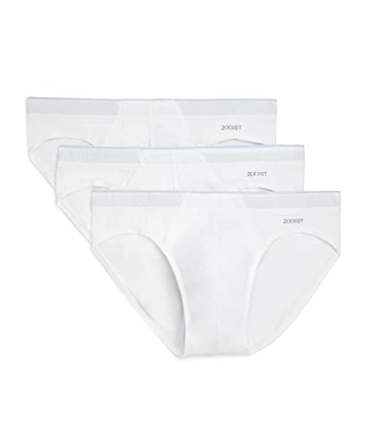 2(x)ist)IST)ist Men's Cotton Stretch No Show Brief Multipack Underwear, Slim White - 10001, Large von 2(x)ist