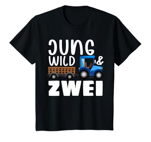 Jung Wild & Zwei Jahre 2. Geburtstag Traktor Kinder Trecker T-Shirt von 2 Jahre Geburtstag Jungen und Mädchen Geschenke