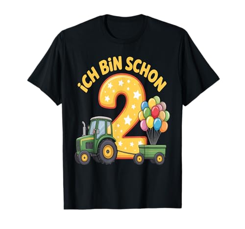 Kinder 2 Geburtstag Junge Traktor Outfit Ich Bin Schon 2 T-Shirt von 2 Year Tractors Birthday