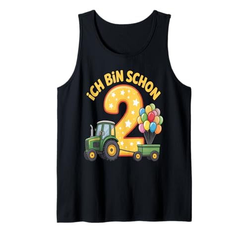 Kinder 2 Geburtstag Junge Traktor Outfit Ich Bin Schon 2 Tank Top von 2 Year Tractors Birthday