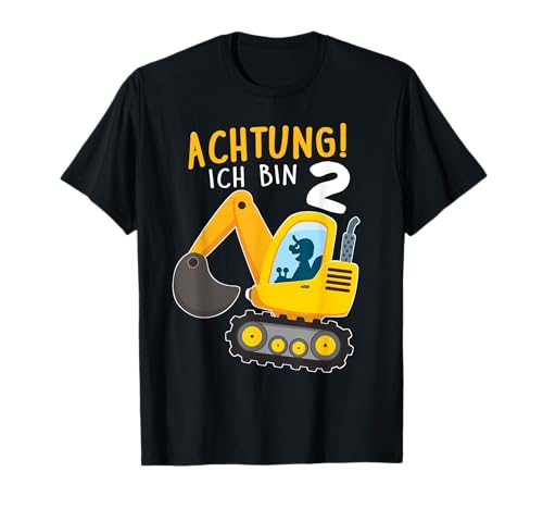 Achtung Ich Bin 2. Geburtstag Junge Bagger Kinder 2 Jahre T-Shirt von 2. Geburtstag Junge Outfit