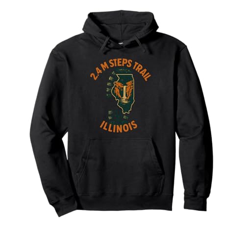 2,4 m Steps Trail Shirt Retro Boot Print Wasserfall Illinois Pullover Hoodie von 2.4M Steps Trail Tee Shirts for Illinois Hikers