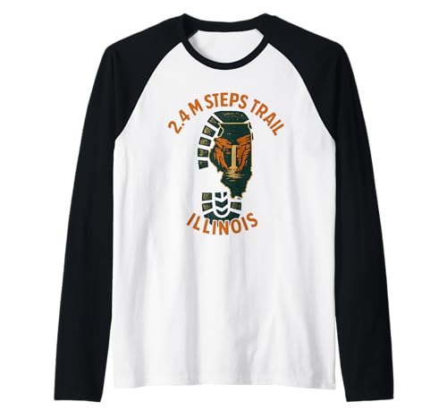 2,4 m Steps Trail Shirt Retro Boot Print Wasserfall Illinois Raglan von 2.4M Steps Trail Tee Shirts for Illinois Hikers