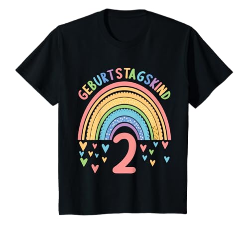2 Jahre alt Junge Mädchen Rainbow Regenbogen 2. Geburtstag T-Shirt von 2.Geburtstag Rainbow Junge Mädchen Regenbogen