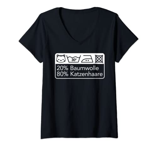 Damen 20% BAUMWOLLE 80% KATZENHAARE X Katzen Katzenhaar Symbol Fun T-Shirt mit V-Ausschnitt Damen 20% BAUMWOLLE 80% KATZENHAARE X Katzen Katzenhaar Symbol Fun T-Shirt mit V-Ausschnitt von 20% BAUMWOLLE 80% KATZENHAARE. Katzenliebhaber Fun