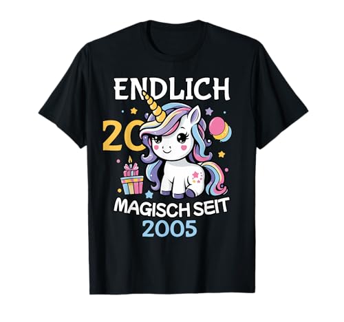 Endlich 20 Magisch Seit 2005 Lustig 20. Geburtstag Mädchen T-Shirt von 20 Jahre Geburtstag Einhorn Lustig Geschenk Deko
