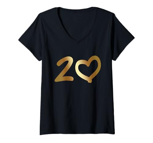 Damen 20. Geburtstag 20 Jahre Jubiläum Porzellanhochzeit Herz T-Shirt mit V-Ausschnitt Damen 20. Geburtstag 20 Jahre Jubiläum Porzellanhochzeit Herz T-Shirt mit V-Ausschnitt von 20 Jahre Geburtstag Zwanzig Herz Design