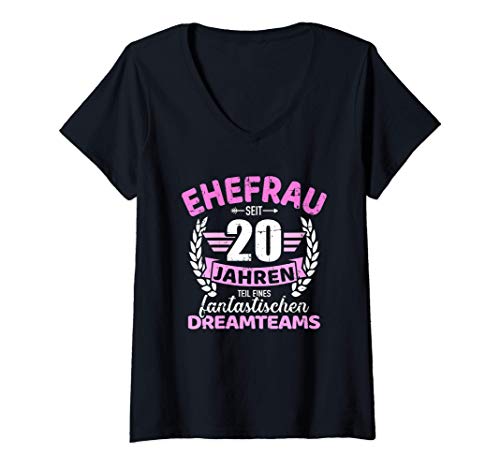 Damen 20. Hochzeitstag Ehefrau seit 20 Jahren T-Shirt mit V-Ausschnitt Damen 20. Hochzeitstag Ehefrau seit 20 Jahren T-Shirt mit V-Ausschnitt von 20. Hochzeitstag Geschenke