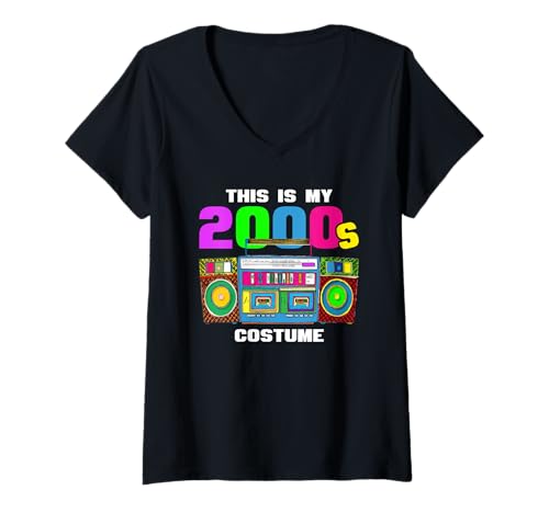 Damen 2000er Jahre Kostüm Hip Hop Outfit Anfang 2000er Jahre Stil Mode T-Shirt mit V-Ausschnitt Damen 2000er Jahre Kostüm Hip Hop Outfit Anfang 2000er Jahre Stil Mode T-Shirt mit V-Ausschnitt von 2000's Theme Party - DressedForDuty
