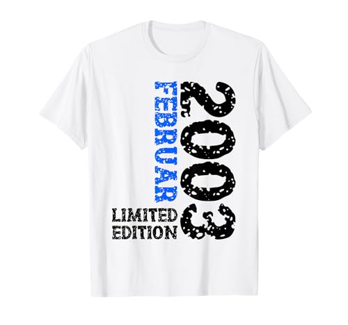 22. Geburtstag Frauen Männer Limited Edition Februar 2003 T-Shirt von 2003 Geburtstag Damen Herren Geburtstagsgeschenk