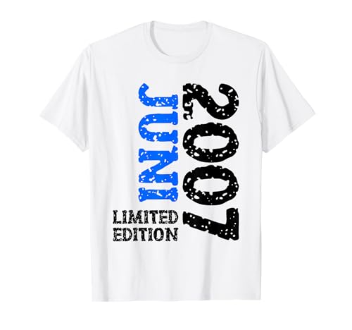 18. Geburtstag Deko Frauen Männer Limited Edition Juni 2007 T-Shirt von 2007 Geburtstag Damen Herren Geburtstagsgeschenk
